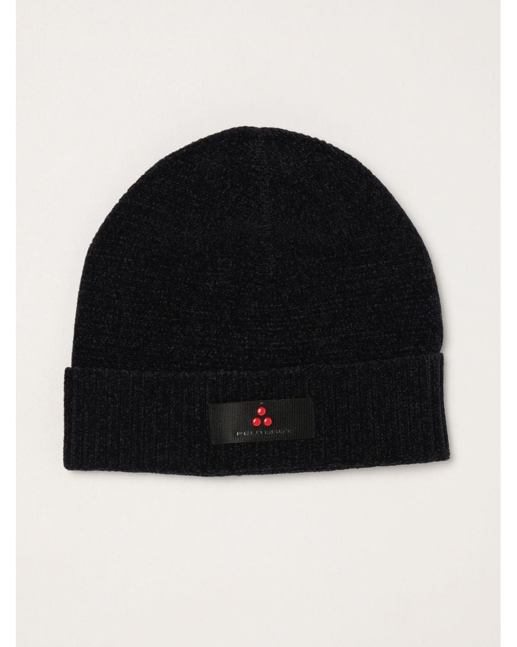 Peuterey Black Technical Fabric Beanie With Cuff And Logo Application for men