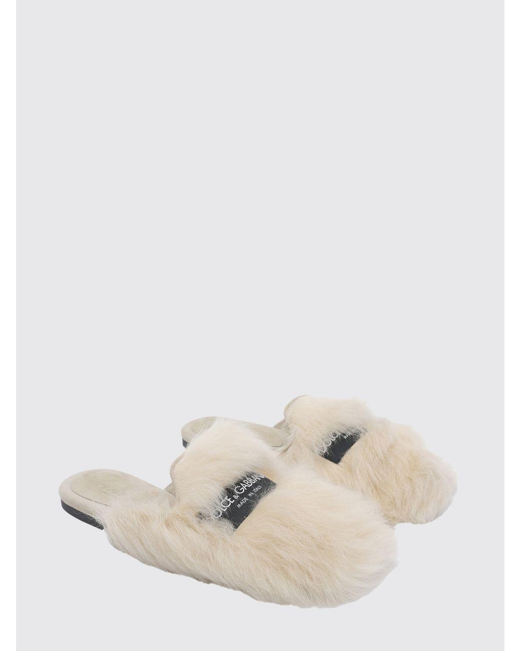 Dolce & Gabbana White Dolce &Amp Gabbana Shearling Slippers