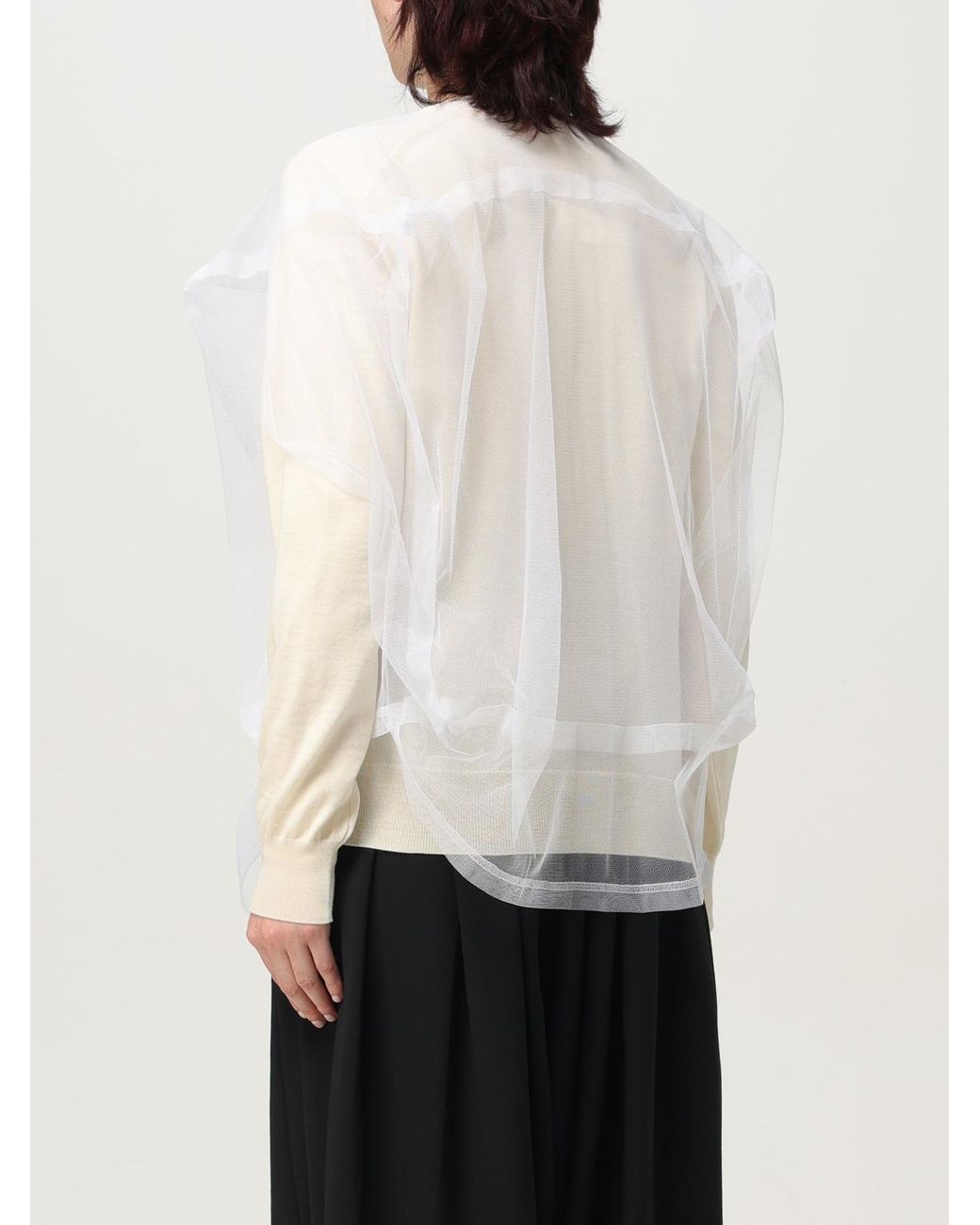 Comme des Garçons Natural Elegant Layered Cardigan With Button Closure Casual Outerwear