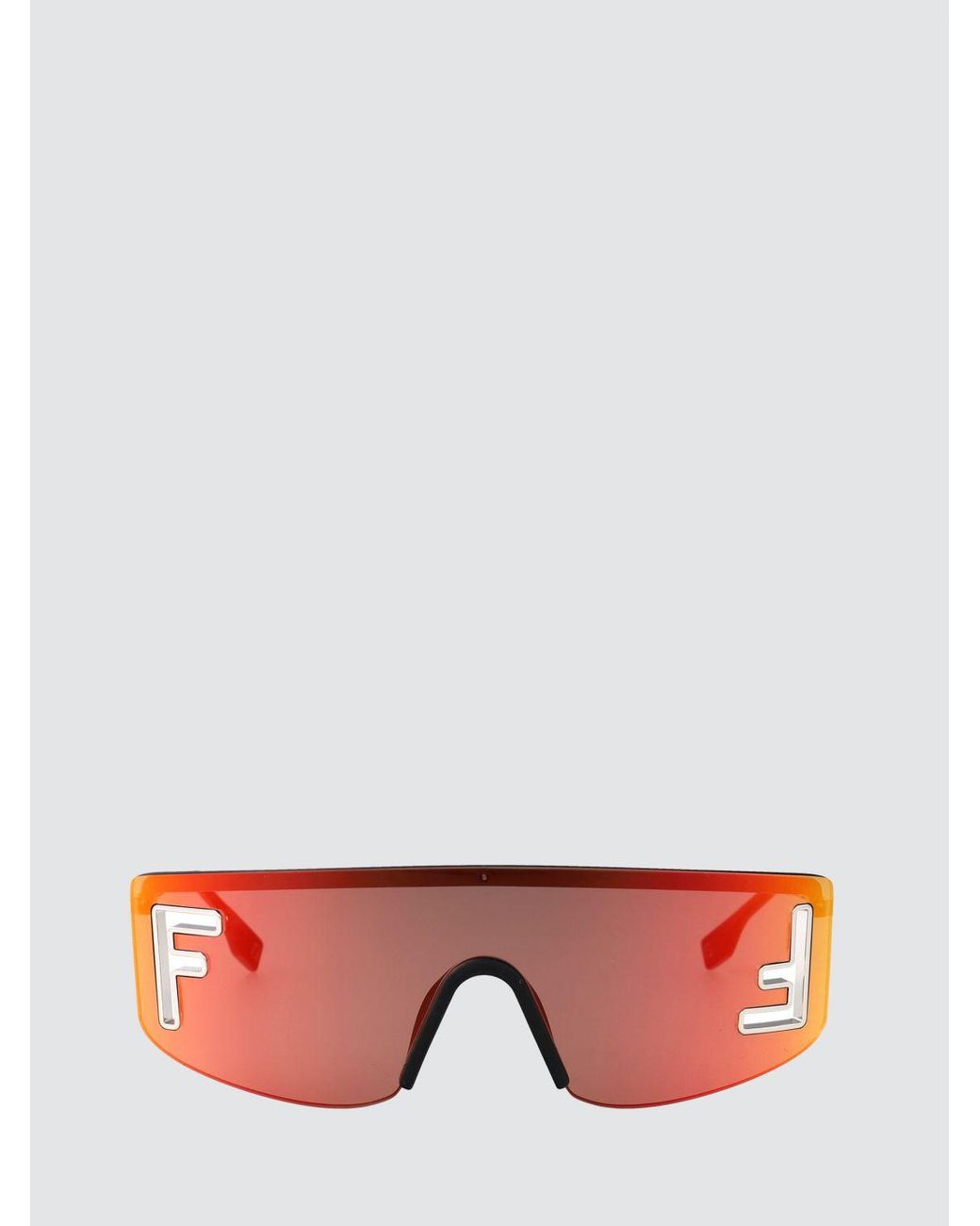 Fendi Red Ff Monogram Metal Shield Sunglasses for men