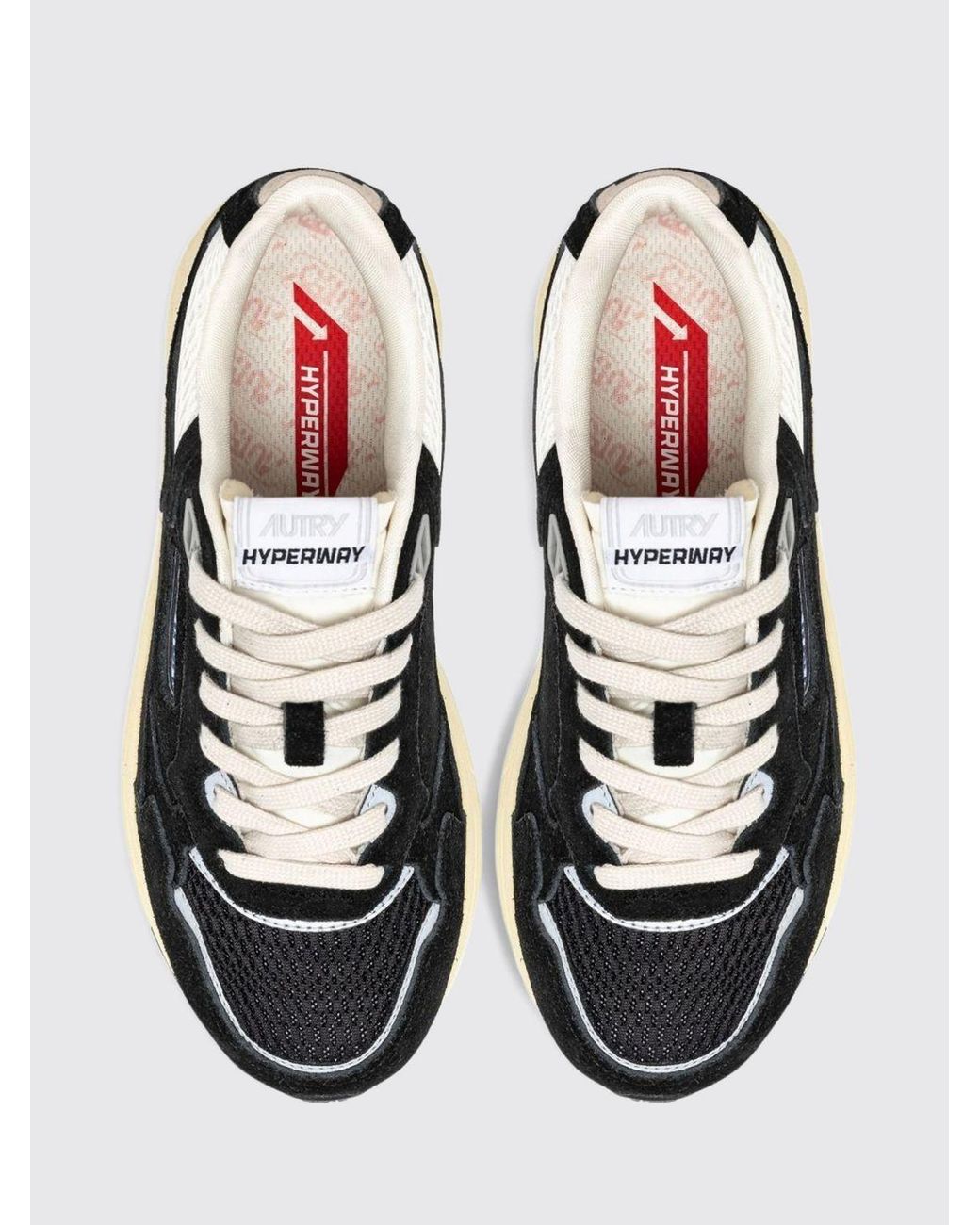 Autry Black Hyperway Two-Tone Leather And Mesh Sneakers With Cut-Out Logo