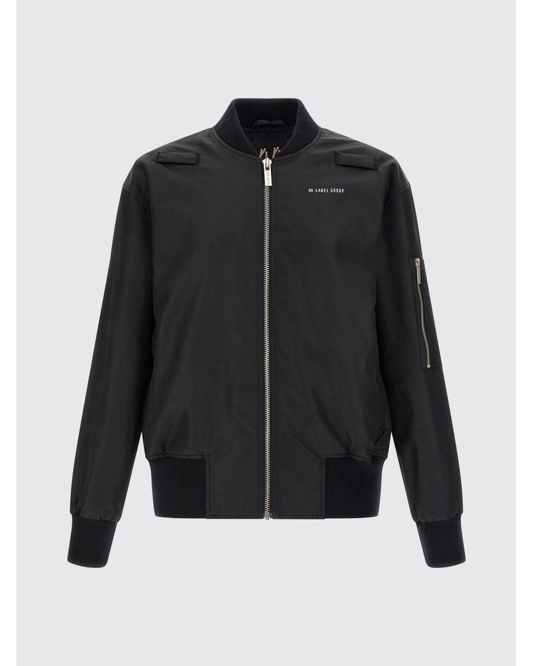 44 Label Group Black Nylon Bomber Jacket With Back Logo And Bomber Collar for men