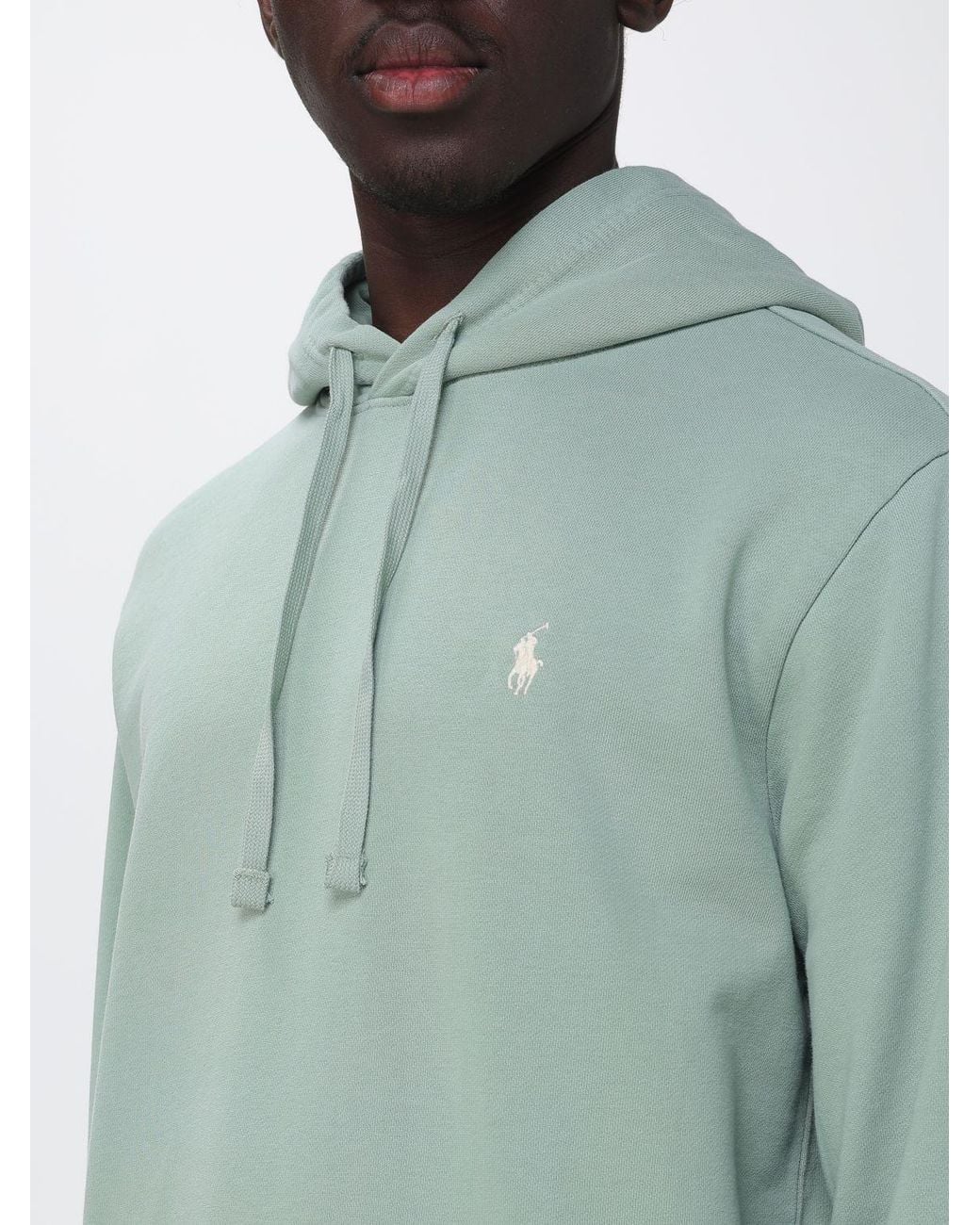 Polo Ralph Lauren Green Embroidered Logo Cotton Hoodie With Drawstring And Kangaroo Pocket for men
