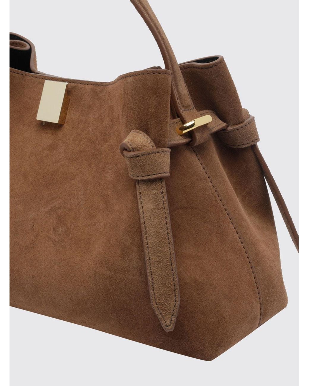 Yuzefi Brown Flared Suede Calfskin Leather Handbag