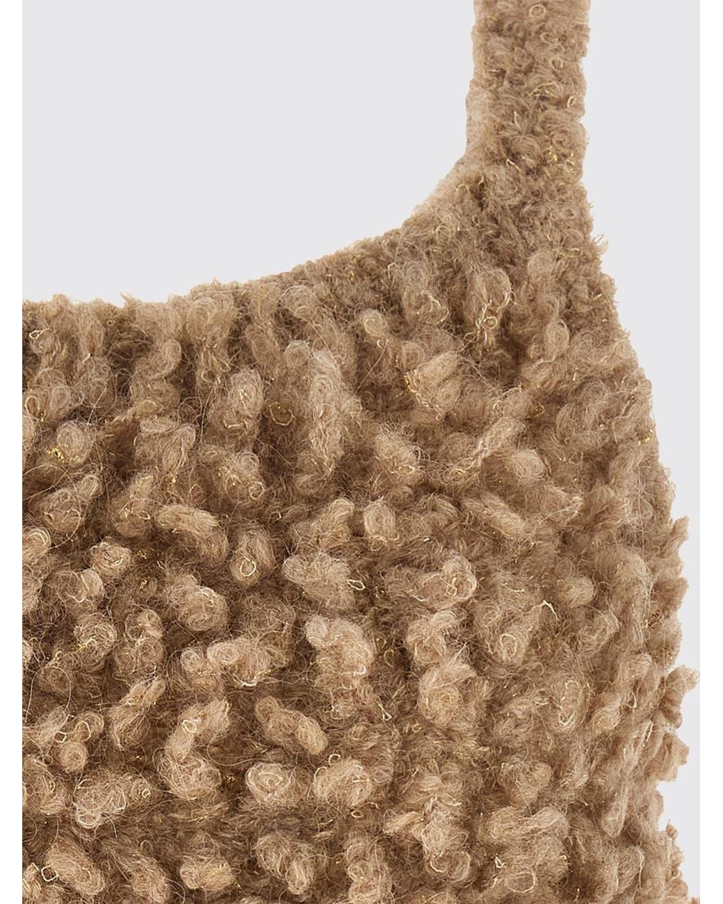 Peserico Brown Slim Fit Off-The-Shoulder Knit Top