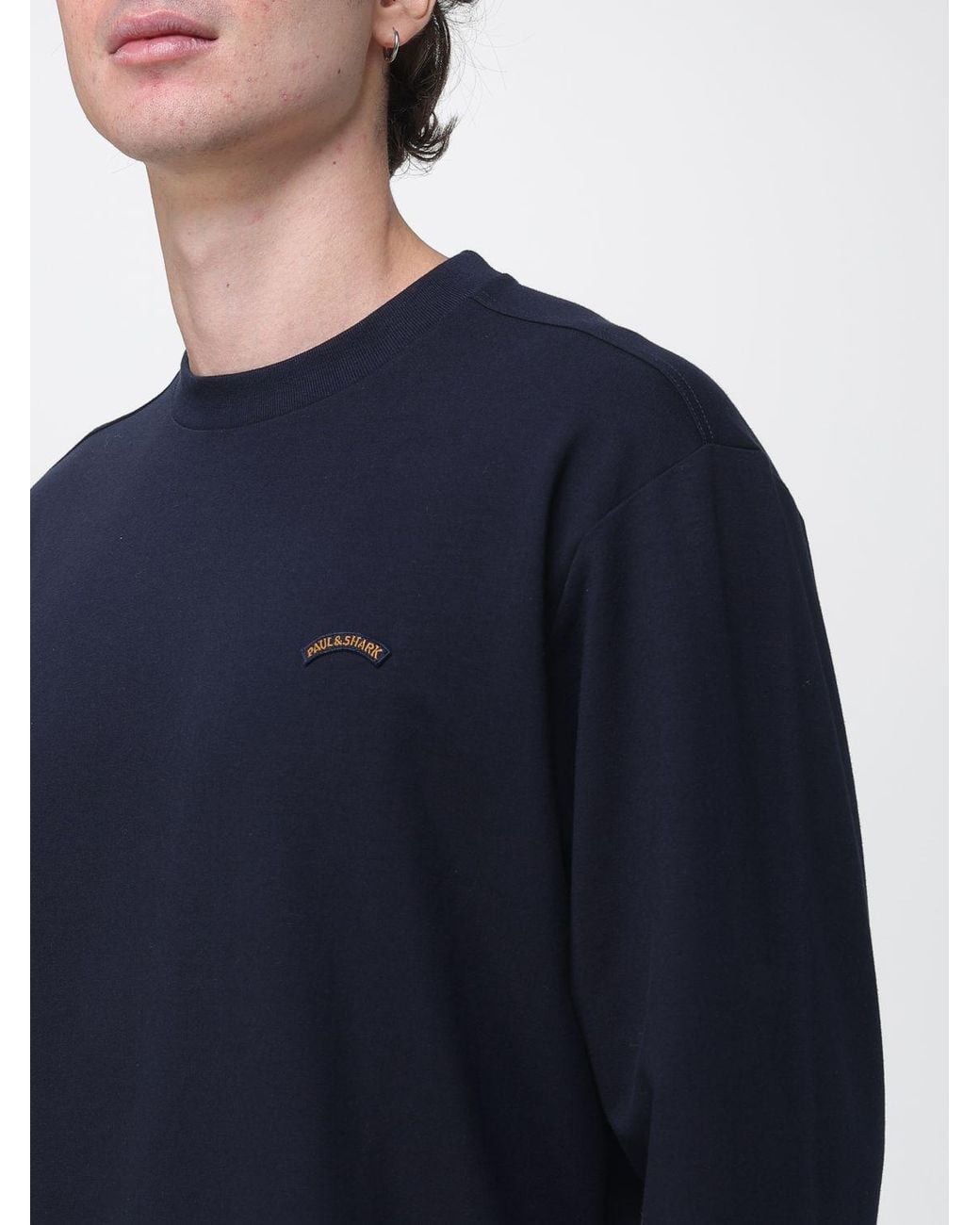 Paul & Shark Blue Paul &Amp Shark Cotton And Lyocell Blend Crewneck Sweatshirt By With Logo for men
