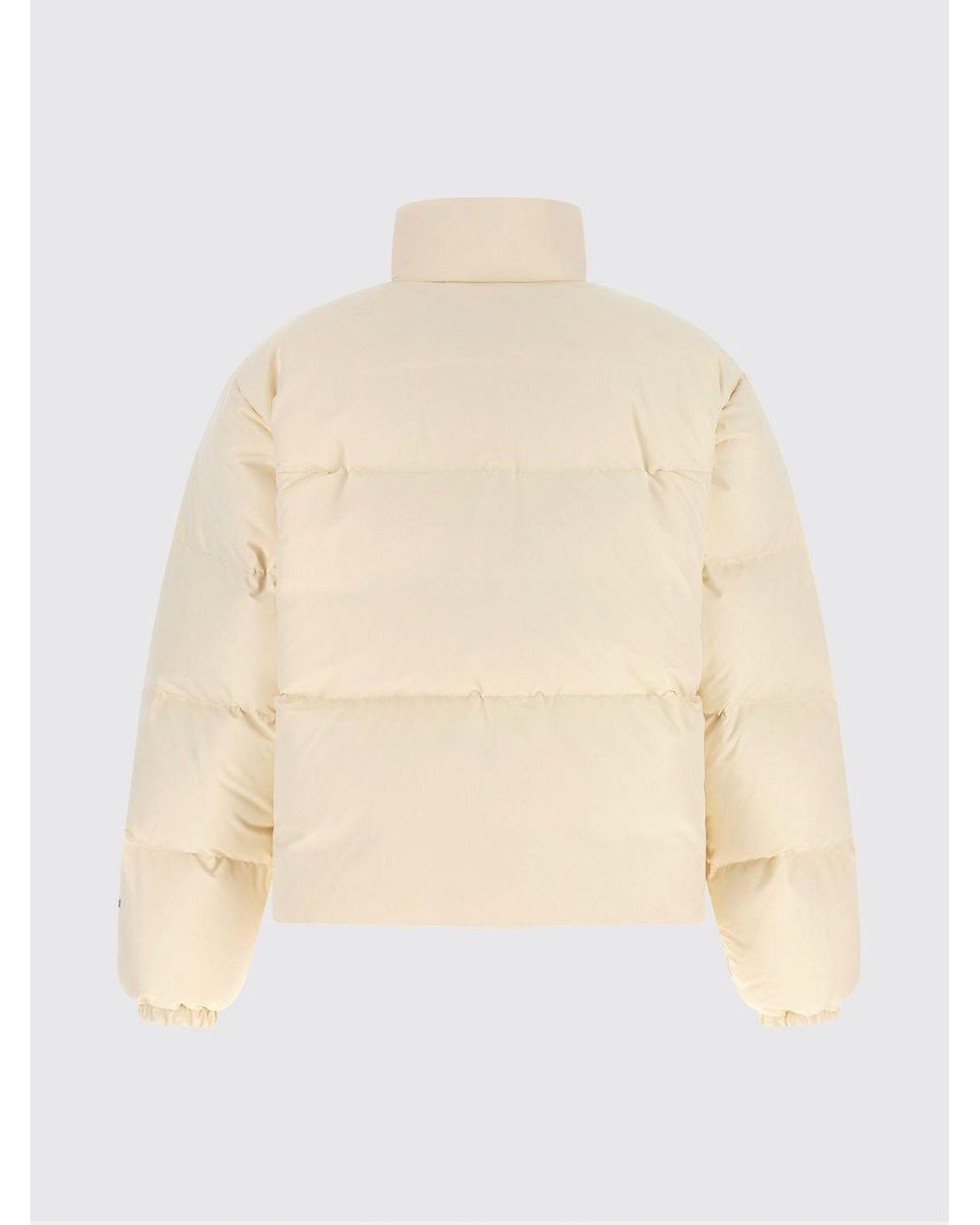 Jil Sander Natural Short Quilted Nylon Puffer Jacket With High Collar