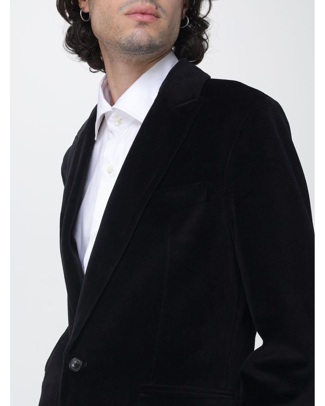 Circolo 1901 Blue Single-Breasted Slim Fit Velvet Blazer With Peak Lapels for men