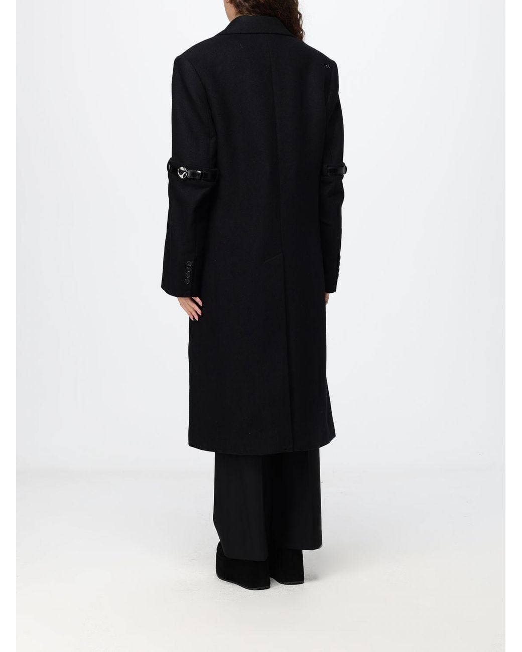 Coperni Black Single-Breasted Long Coat With Removable Sleeves