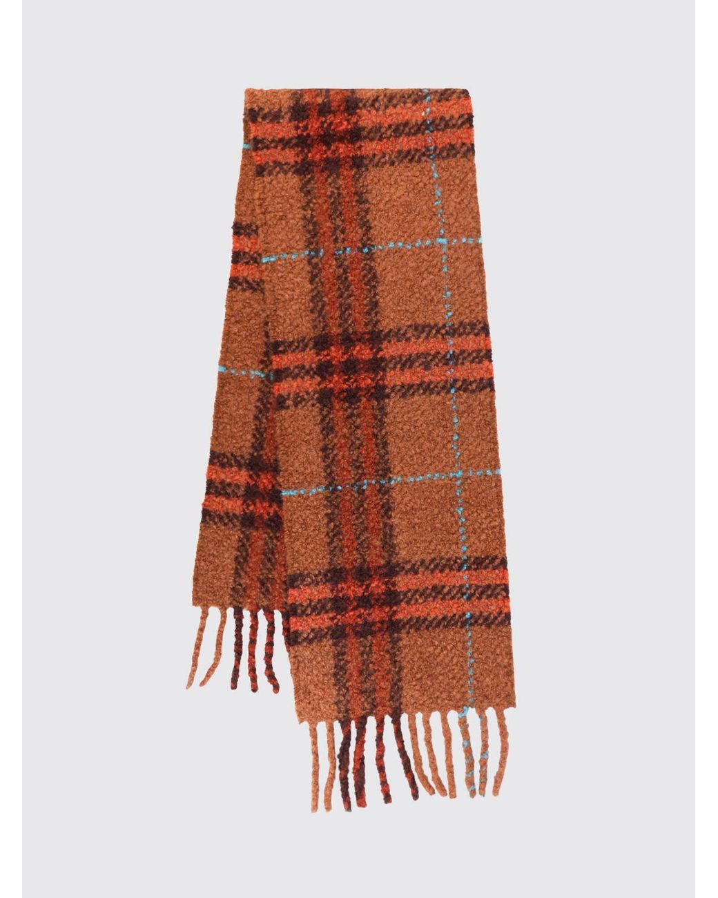 Burberry Brown Check Alpaca And Wool-Blend Scarf With Fringed Edges