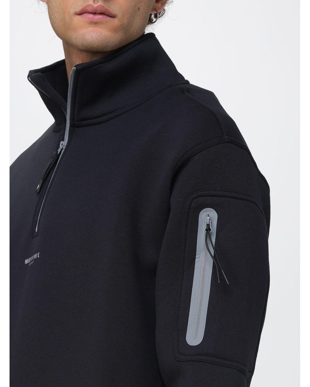 Murphy & Nye Blue High Neck Technical Zipped Sweatshirt for men