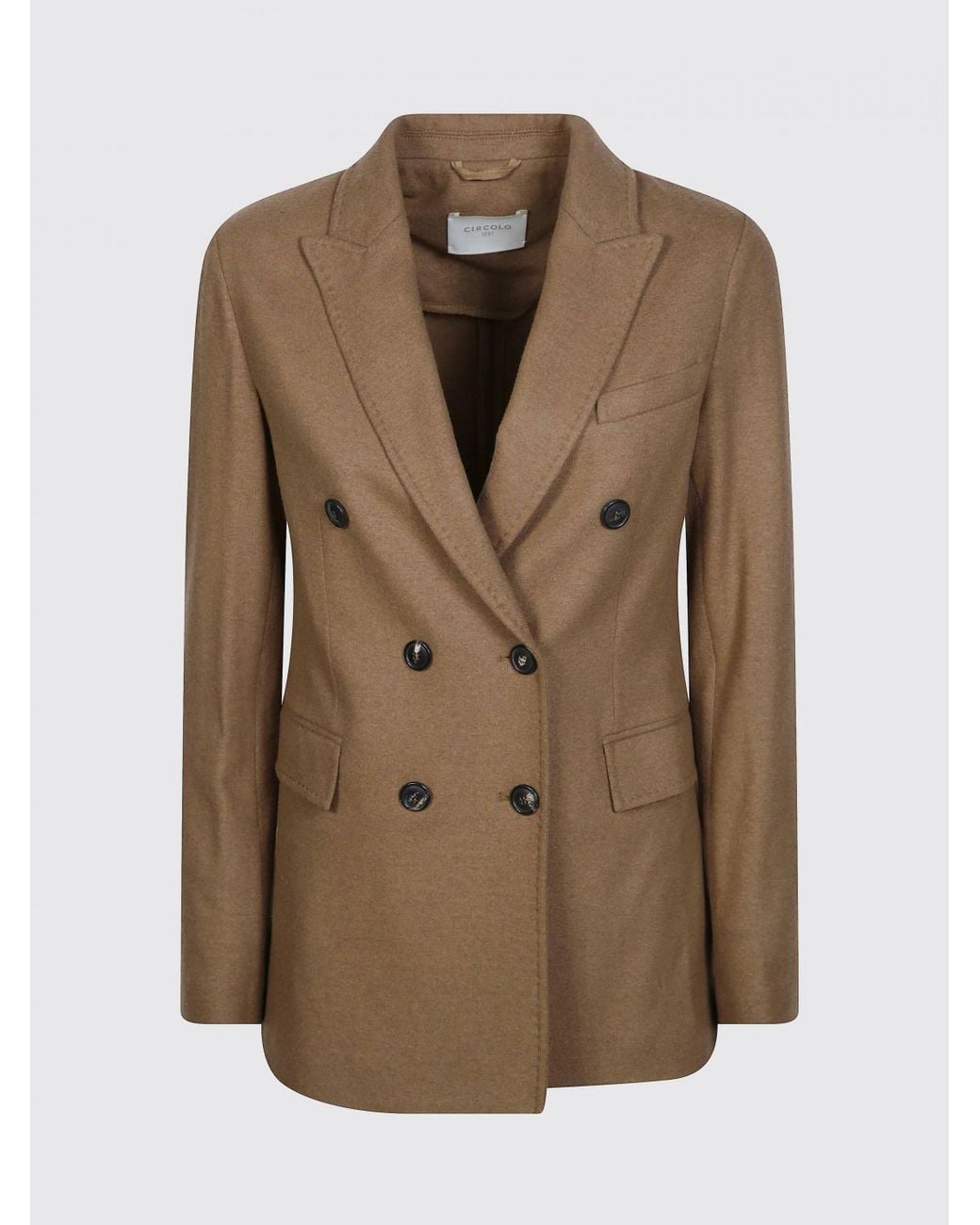 Circolo 1901 Brown Double-Breasted Virgin Wool Blend Blazer With Peak Lapels