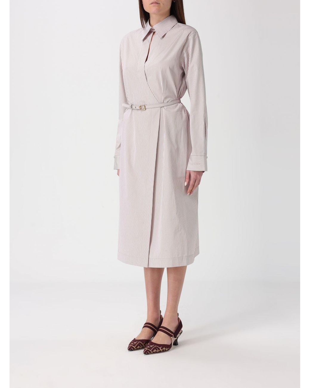 Fendi Multicolor Striped Cotton Shirtdress