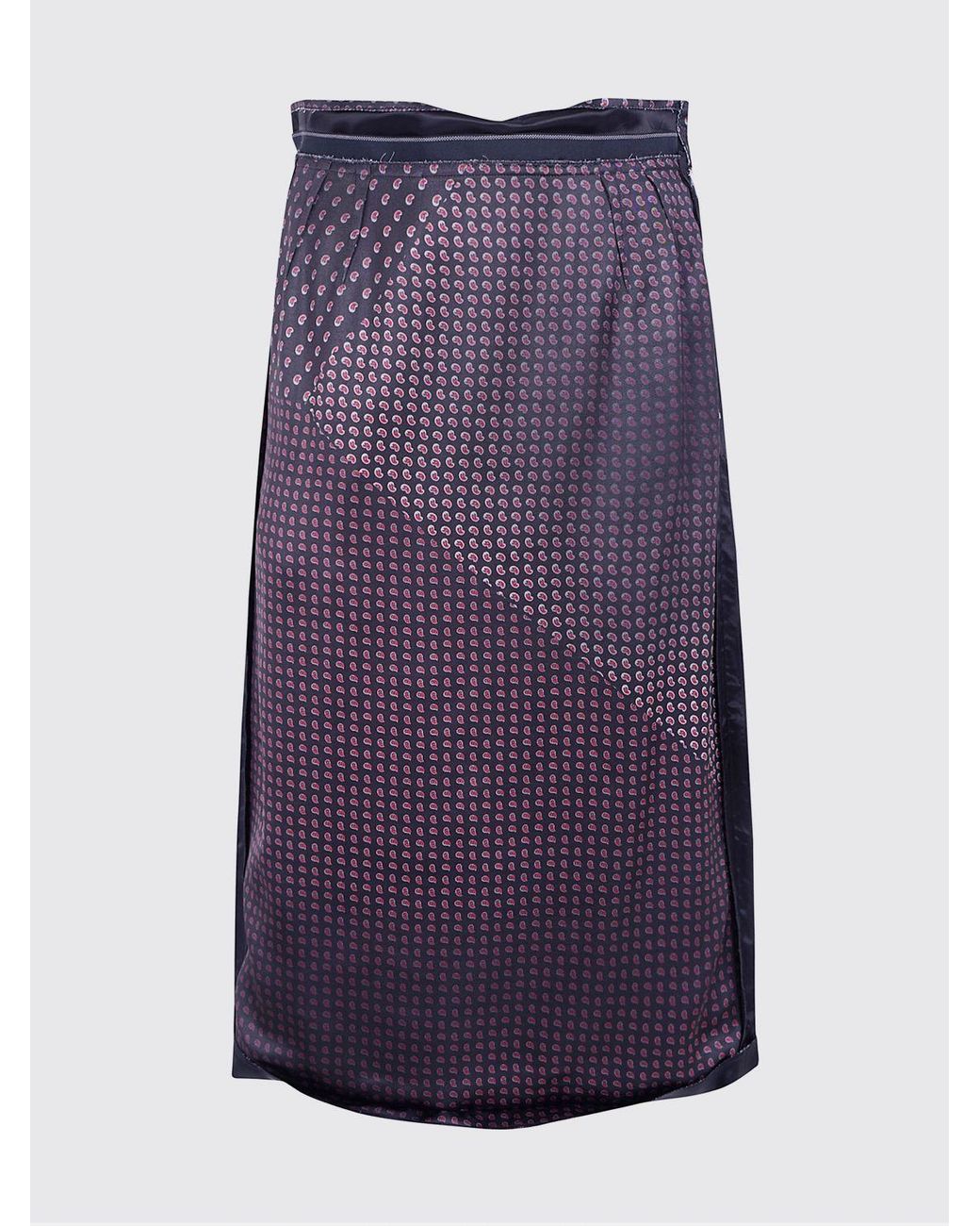 Maison Margiela Purple Paisley Print Viscose Midi Pencil Skirt With High Waist