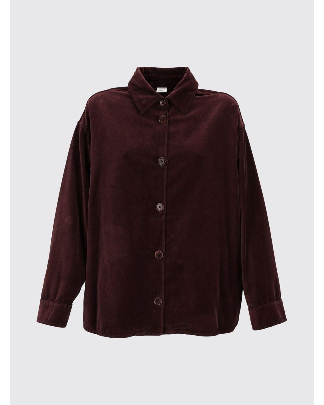 Aspesi Purple Velvet Shirt Jacket With Dropped Shoulders