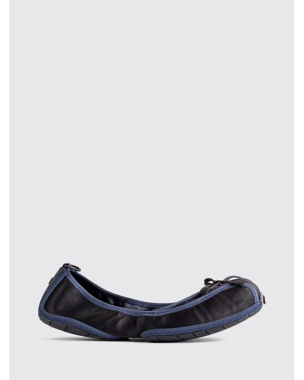 Balenciaga Blue Polyester Ballerina Flats With Decorative Bow And Round Toe
