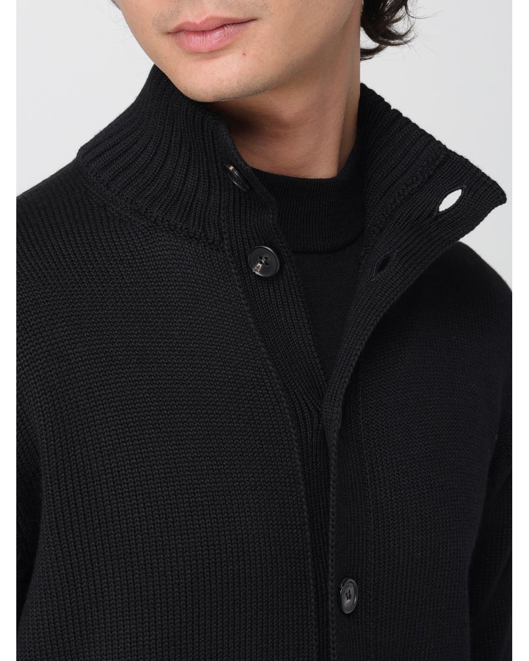 Zanone Black Wool Turtleneck Sweater for men