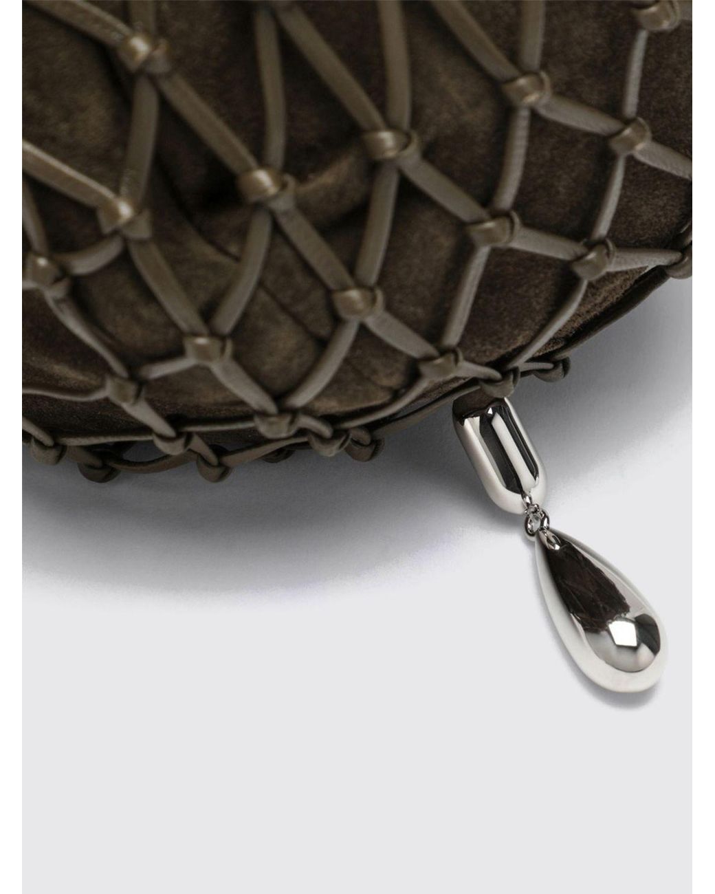 SAVETTE Black Macrame Nappa Leather Mini Bucket Bag With Net Design