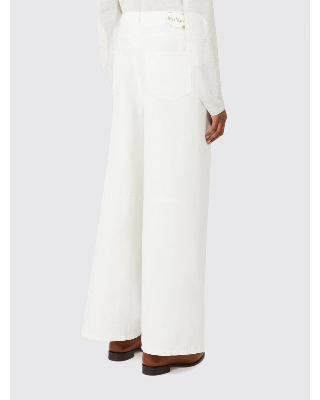 Max Mara White Palazzo Trousers