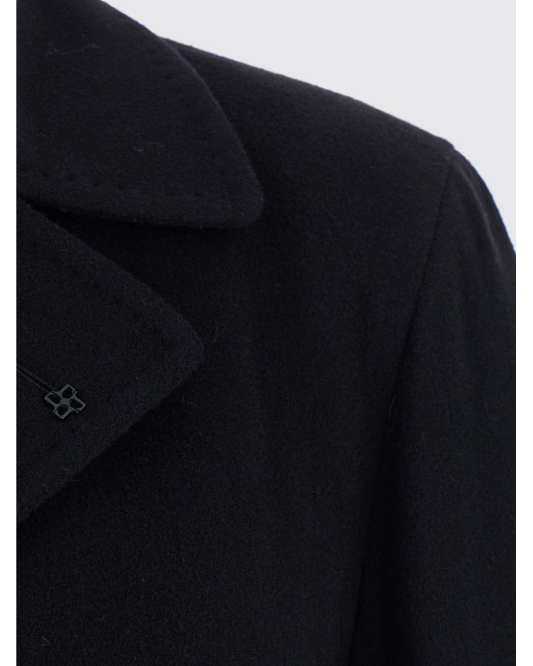 Tagliatore Blue Knee-Length Double-Breasted Wool Coat With Peak Lapels for men