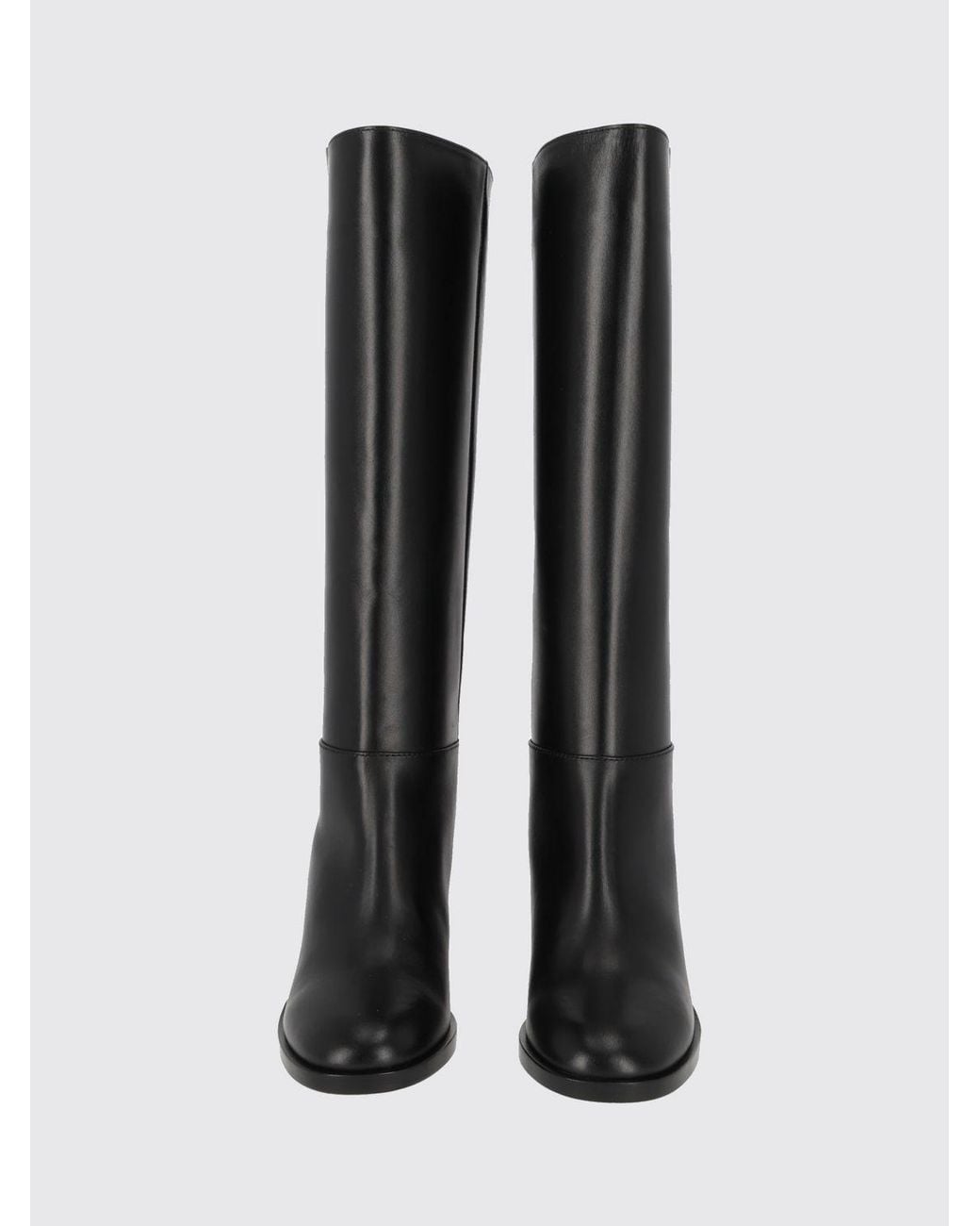 Via Roma 15 Black Smooth Leather Knee-High Boots With Medium Heel