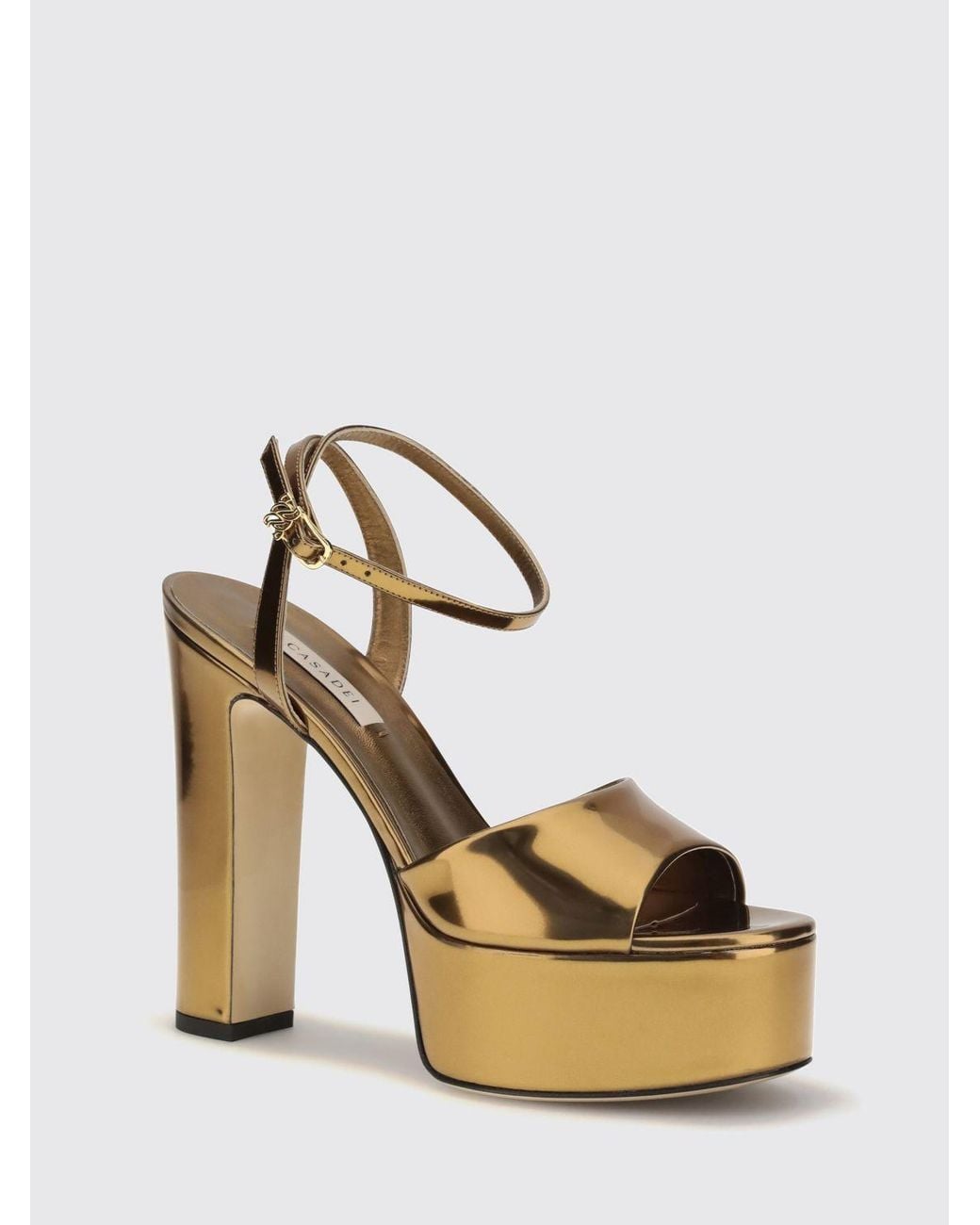 Casadei Metallic Patty Interstellar Patent Leather High-Heeled Platform Sandals
