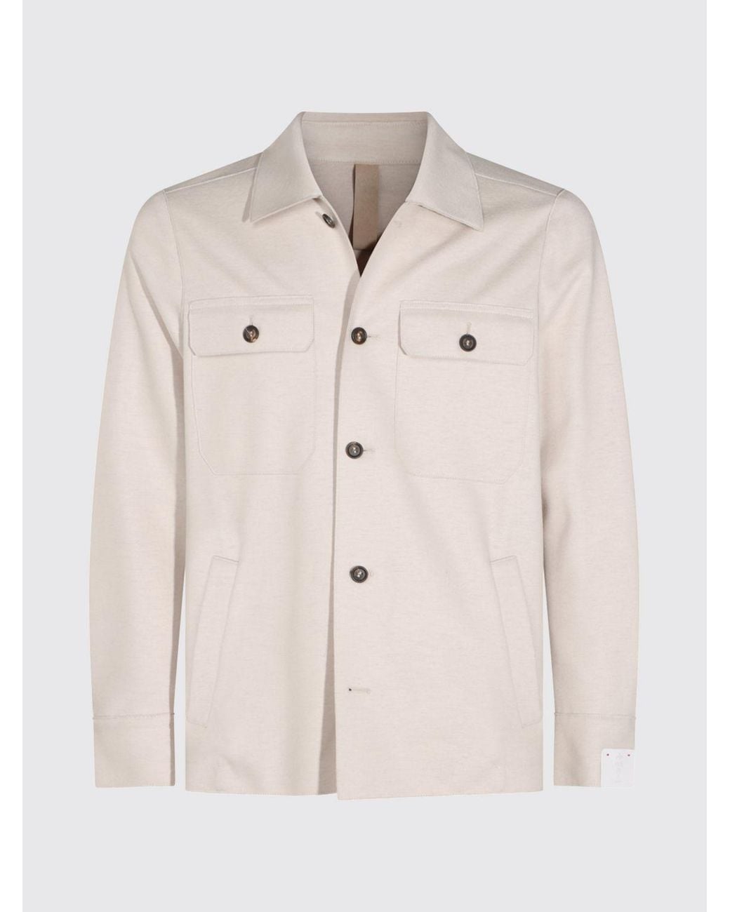 Eleventy Natural Wool-Blend Shirt Jacket With Patch Pockets for men