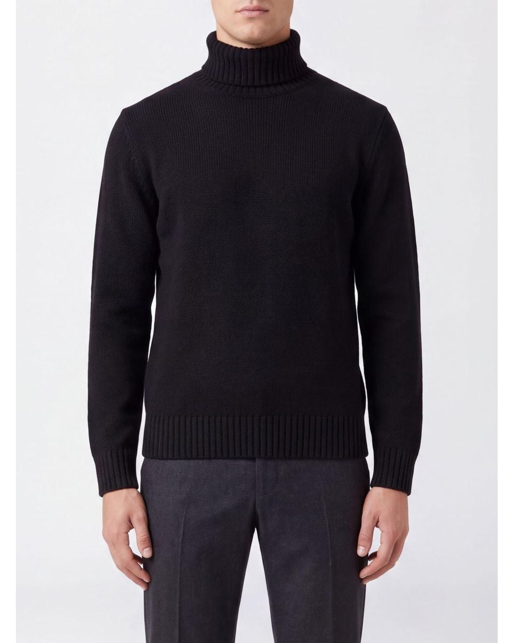 Slowear Blue Pure Virgin Wool Turtleneck Sweater With Long Sleeves for men
