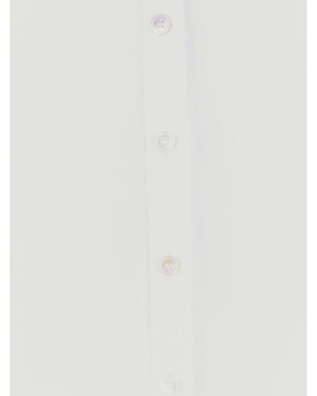 McQueen White Cotton Poplin Shirt With Ruffles And V-Neck