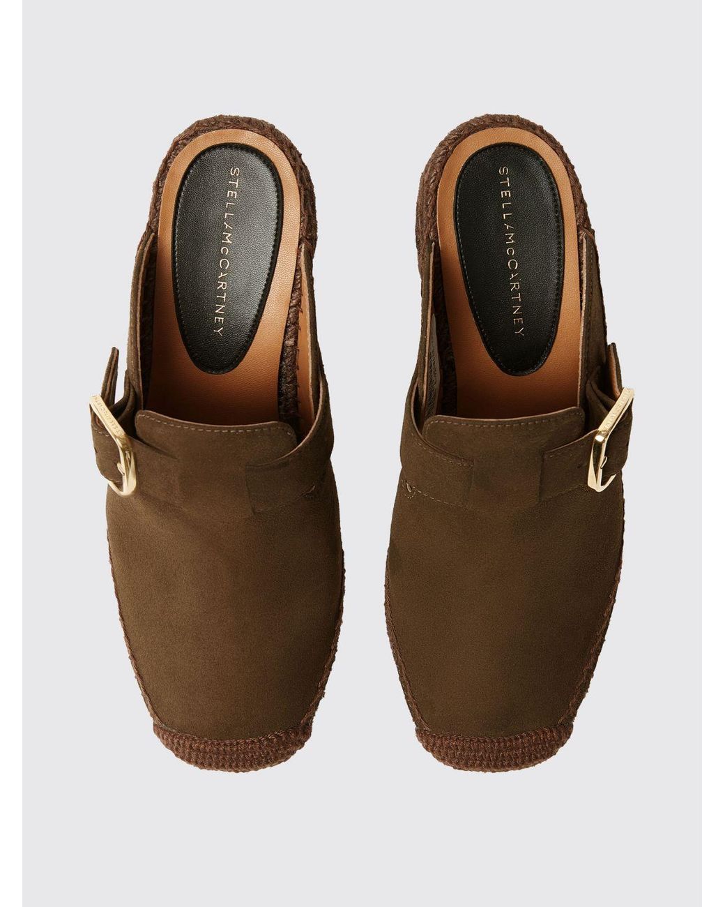 Stella McCartney Brown Synthetic Suede Wedge Mules