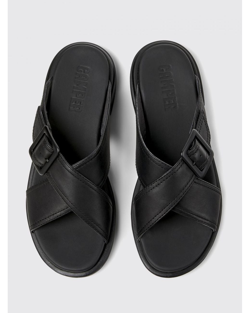 Camper Black Leather Buckle Sandals Casual Comfort