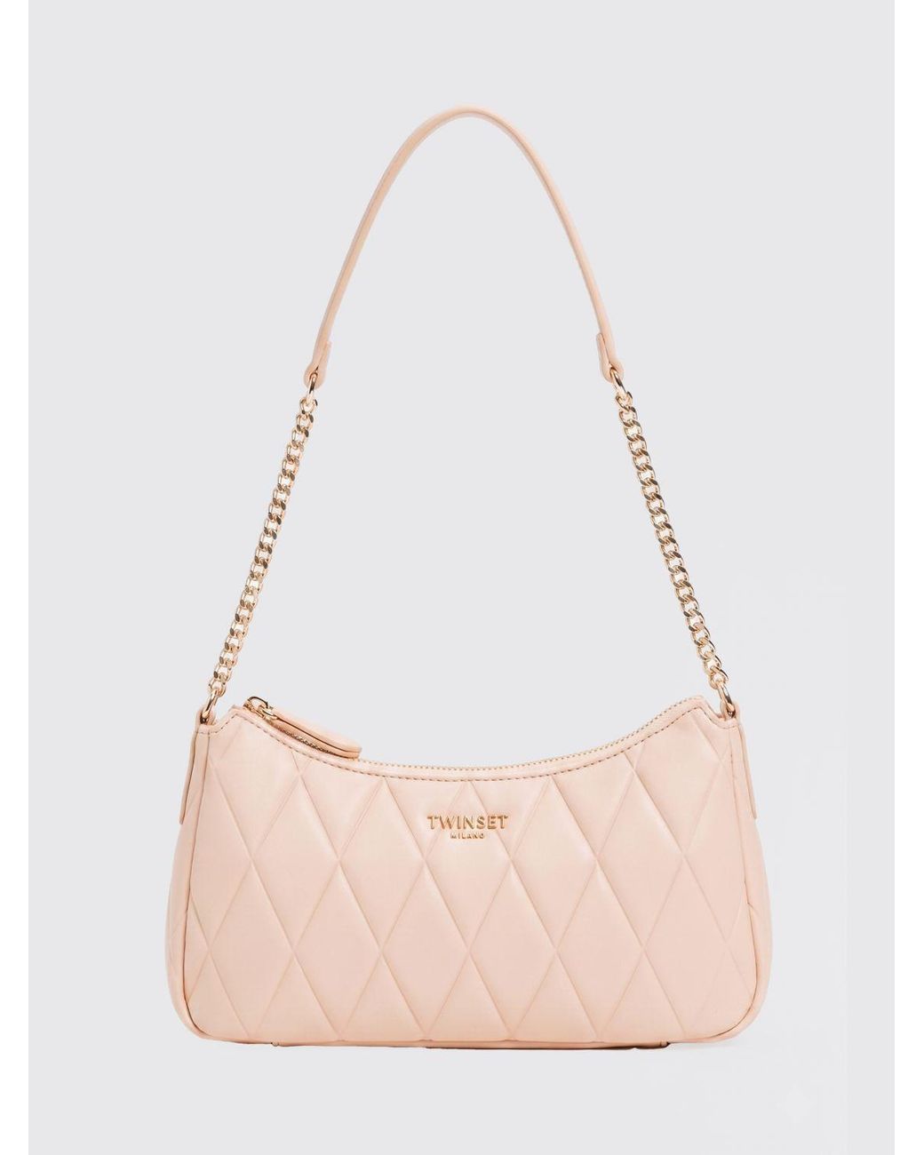 Twinset Pink Quilted Faux Leather Bag