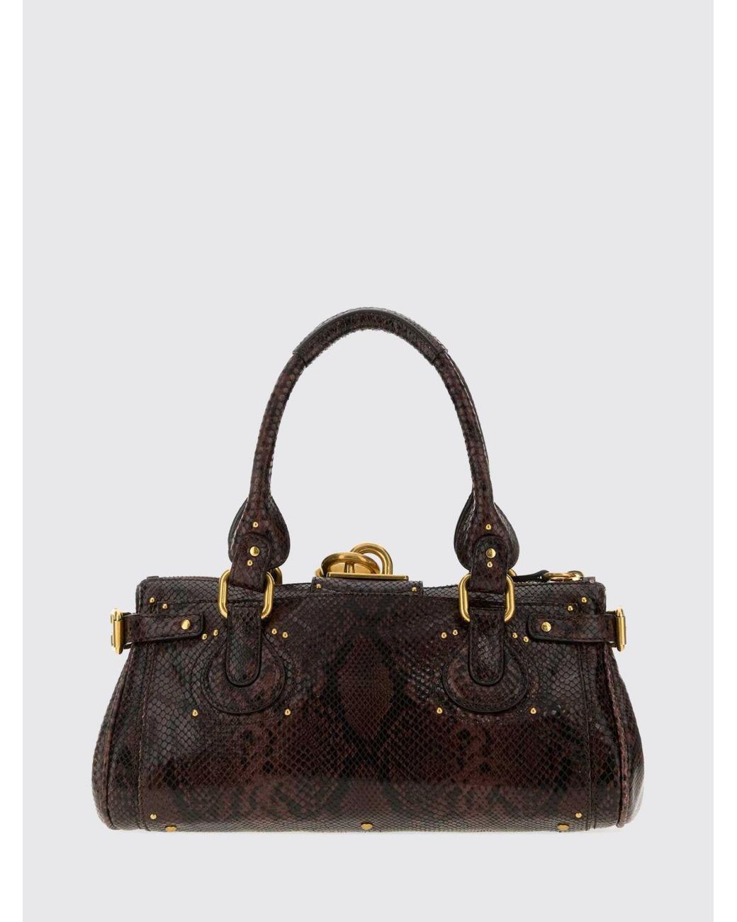 Chloé Black ChloÉ Paddington Python-Print Leather Handbag With Padlock