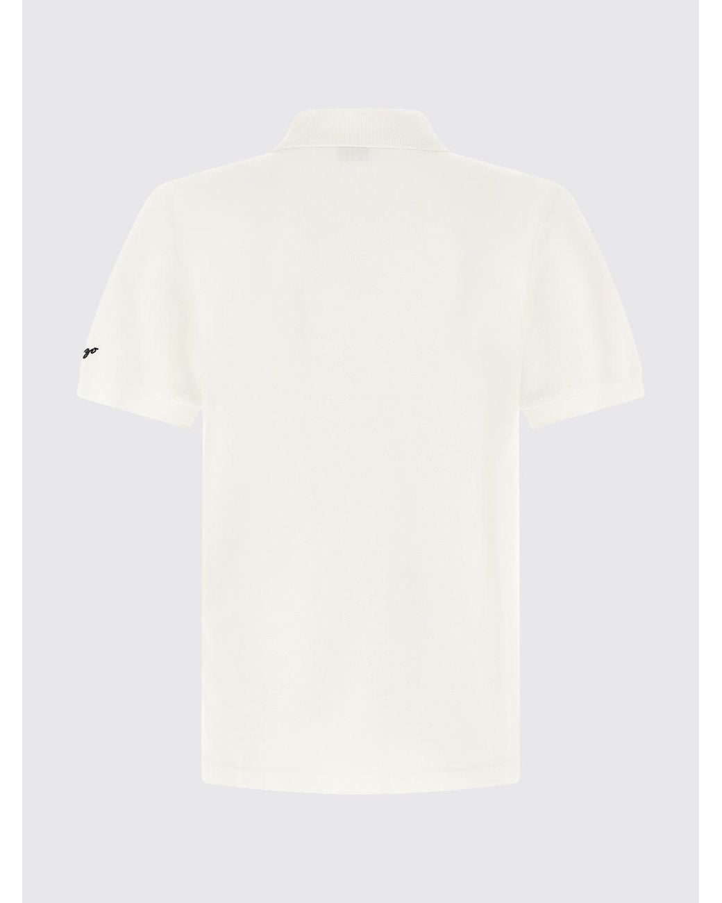 KENZO White Logo Patch Short-Sleeved Cotton Polo Shirt for men