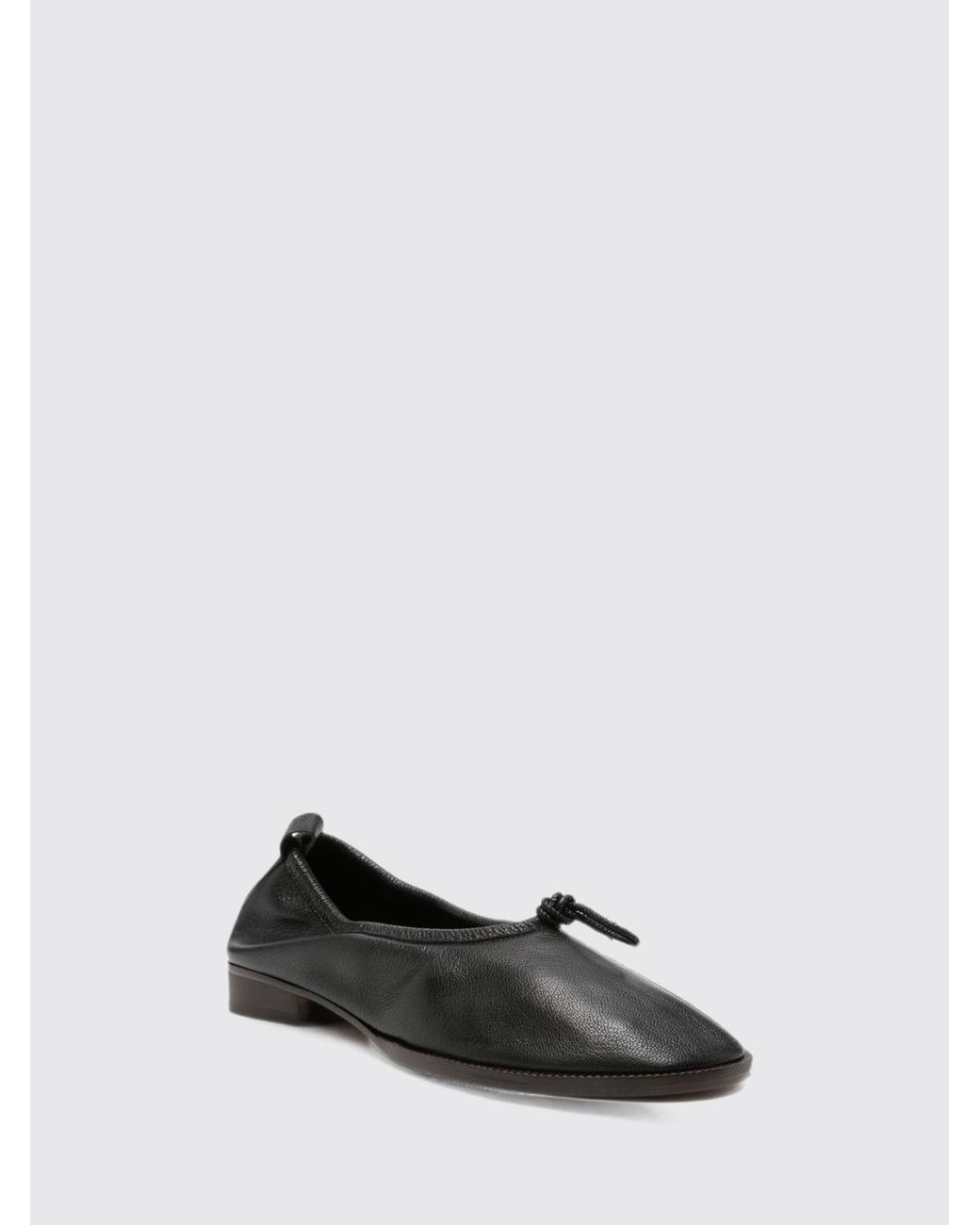 Hereu Black Puntera Ronda Smooth Lambskin Ballet Flats With Bow Detail
