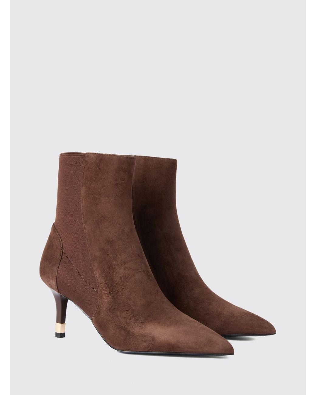 Furla Brown Aria Suede Chelsea Boots With A Medium Stiletto Heel