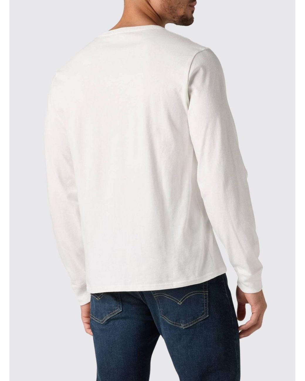 Levi's White Long-Sleeved Cotton T-Shirt With Contrast Logo for men
