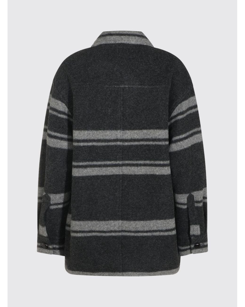 Isabel Marant Gray Striped Wool-Blend Shirt Jacket With A Relaxed Fit