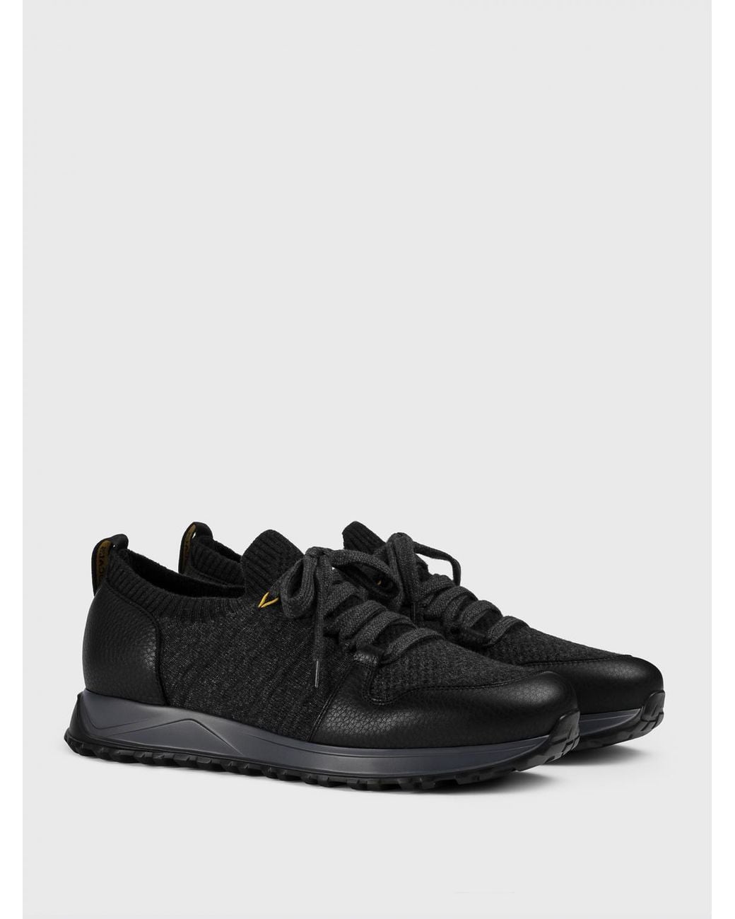 Doucal's Sneakers Aus Gehämmertem Leder Und Wollstrick in Black für Herren
