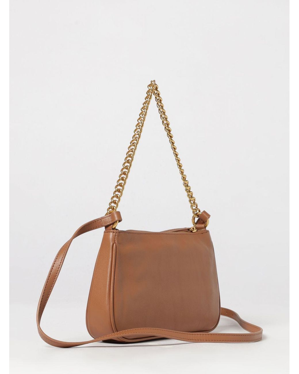 Twinset Brown Shoulder Bag With Metal Mesh Handle