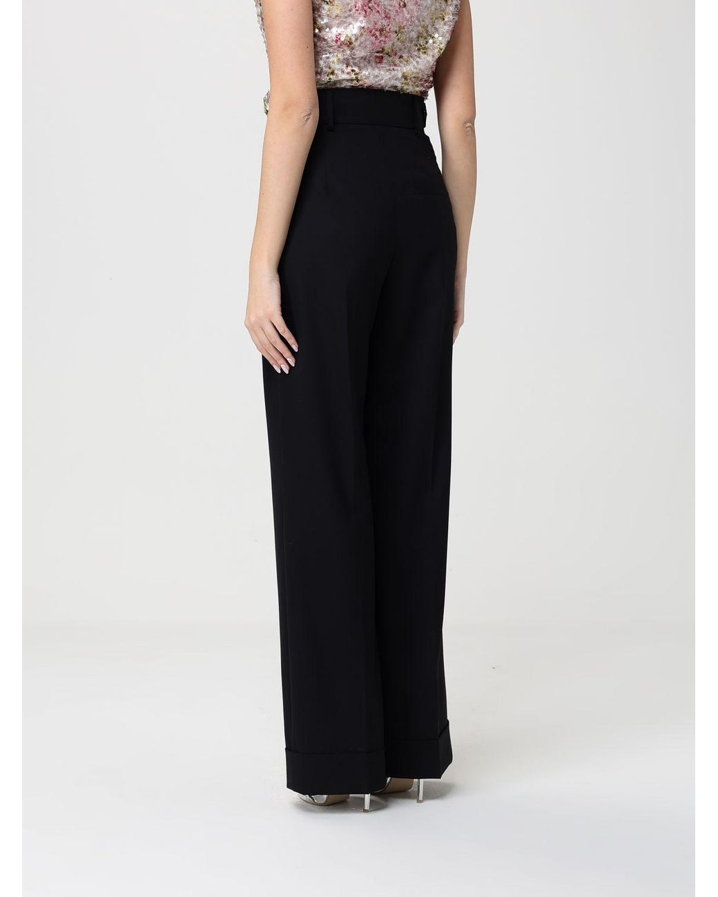 Alberta Ferretti Black Crepe Palazzo Trousers