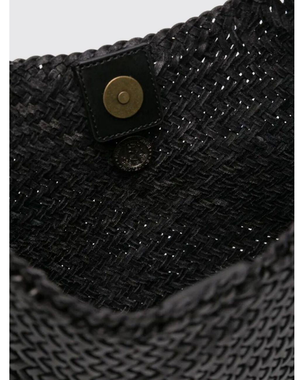 Dragon Diffusion Black Mezza Luna Woven Leather Bag