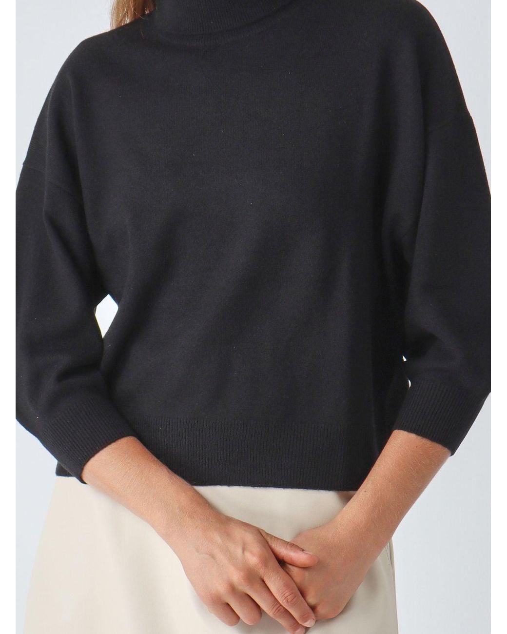 Max Mara Black Relaxed Fit Wool And Cashmere Roll Neck Jumper With Dropped Shoulders
