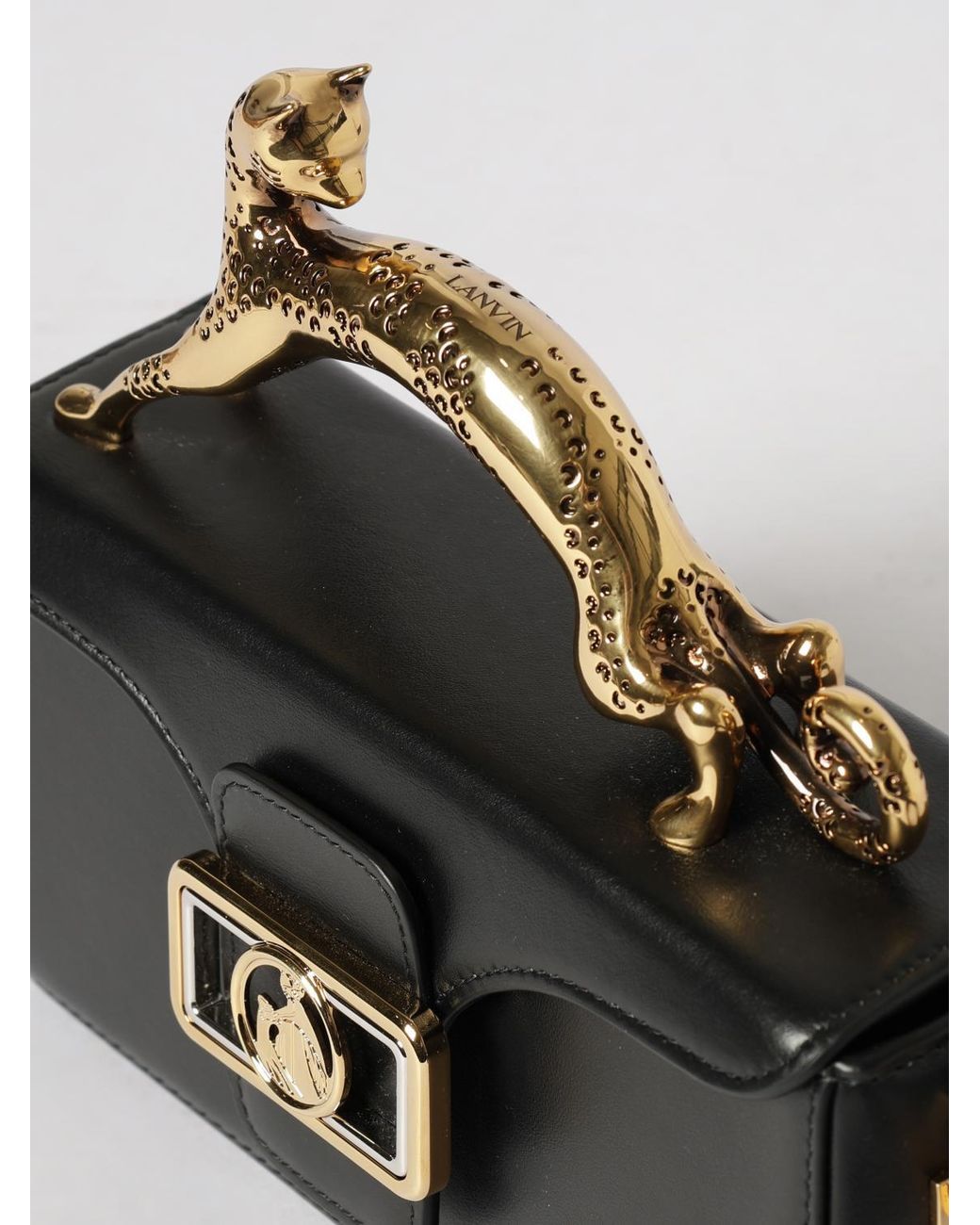 Lanvin Black Leather Bag With Sculptural Handle