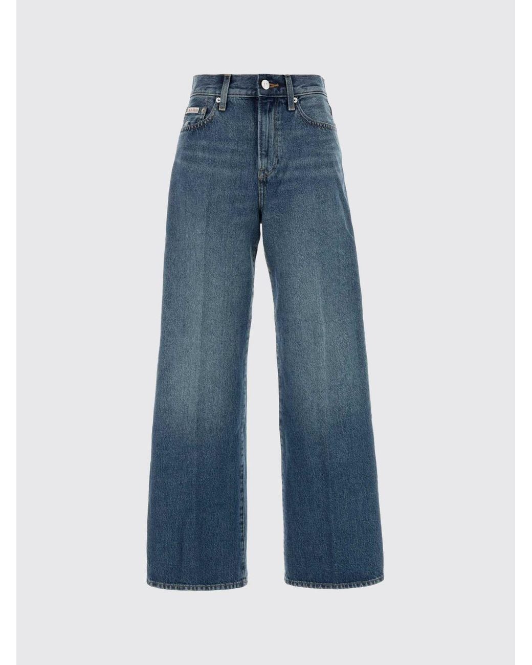 Calvin Klein Blue High-Waisted Wide-Leg Cotton Denim Jeans