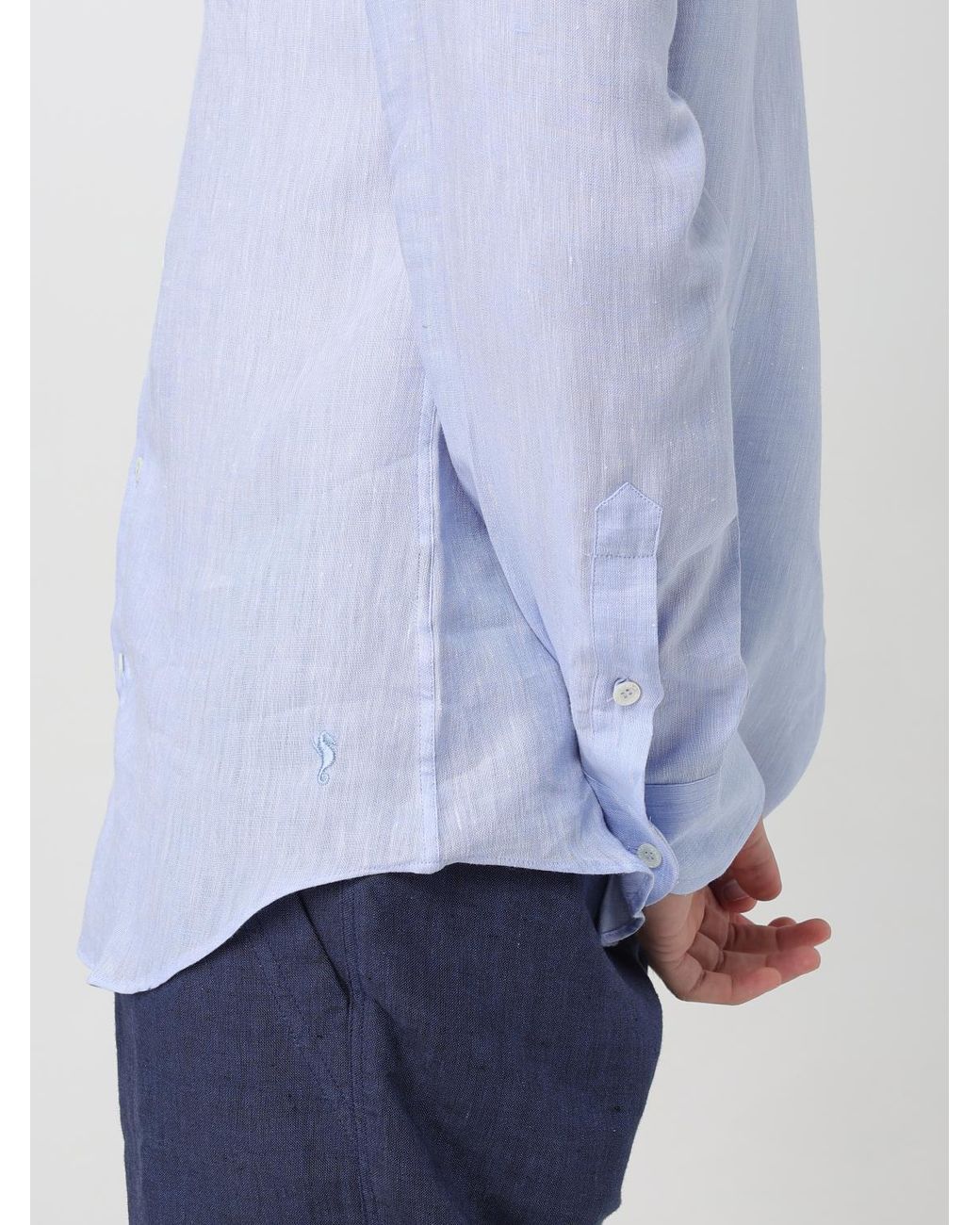 Kampos Blue Classic Linen Shirt for men