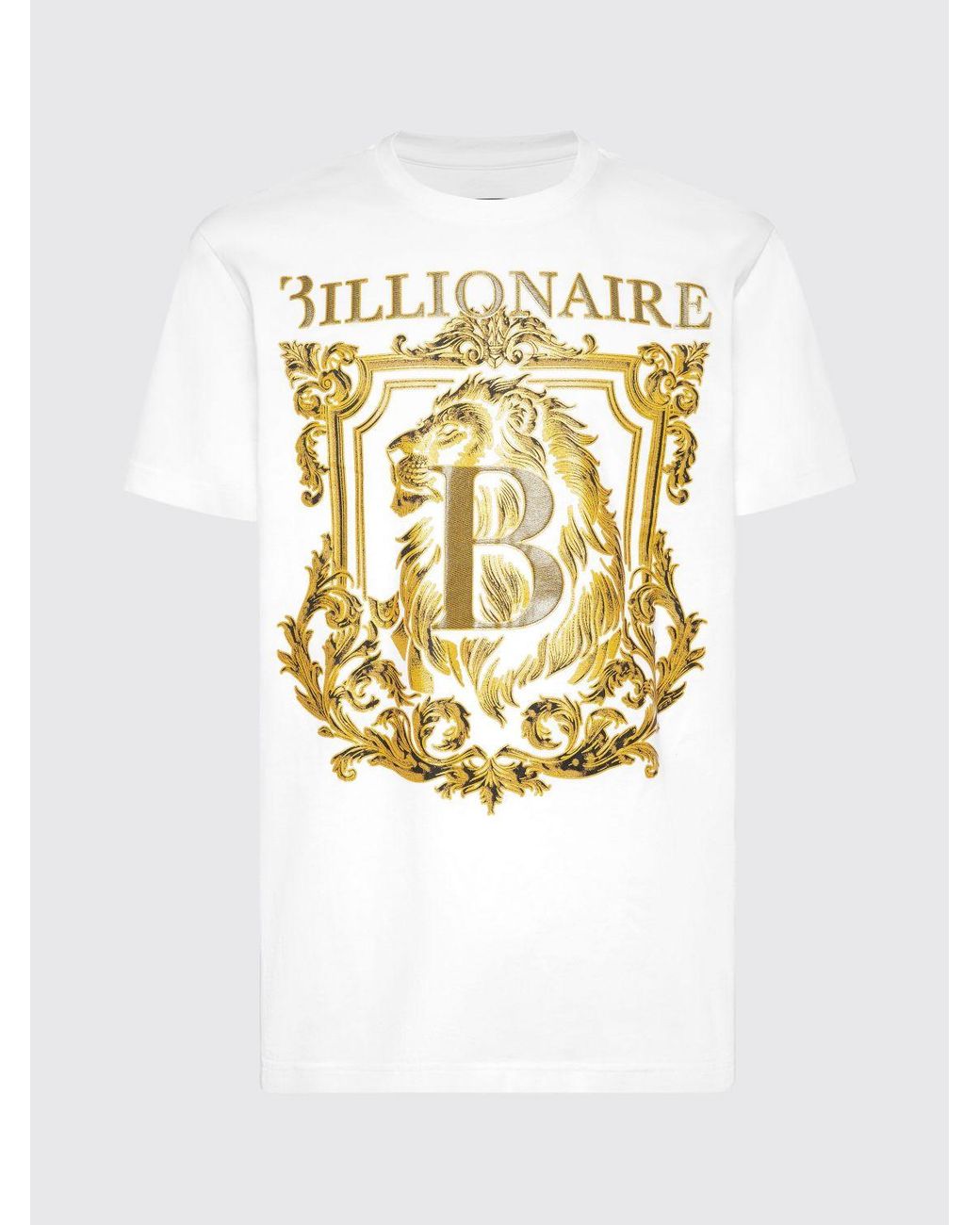 Billionaire White Embroidered Cotton T-Shirt for men