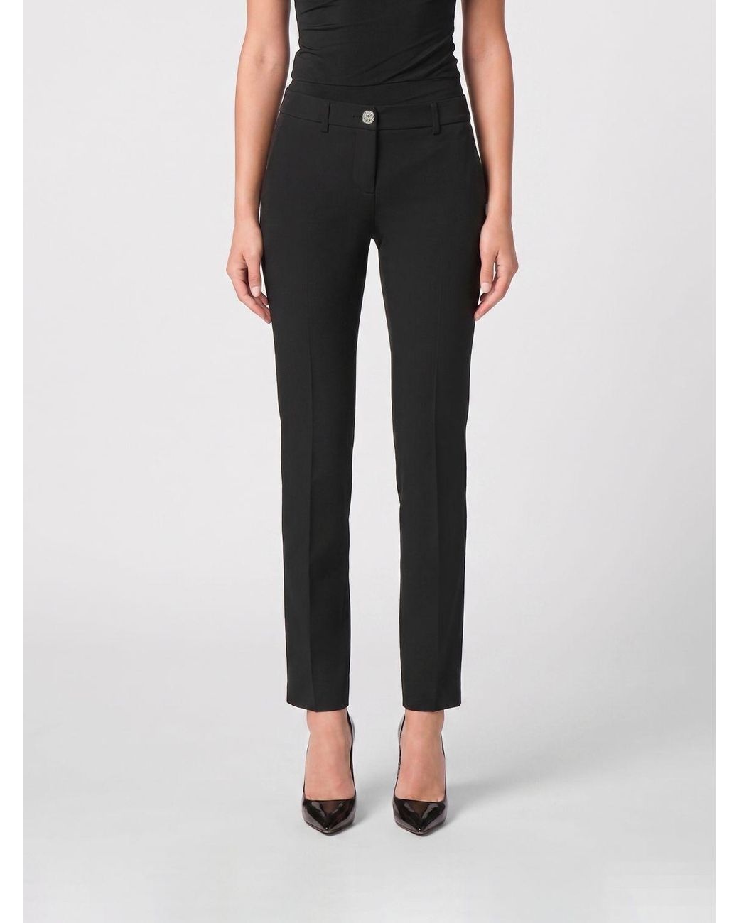 Philipp Plein Black Low-Rise Skinny Cady Trousers With Slant Pockets