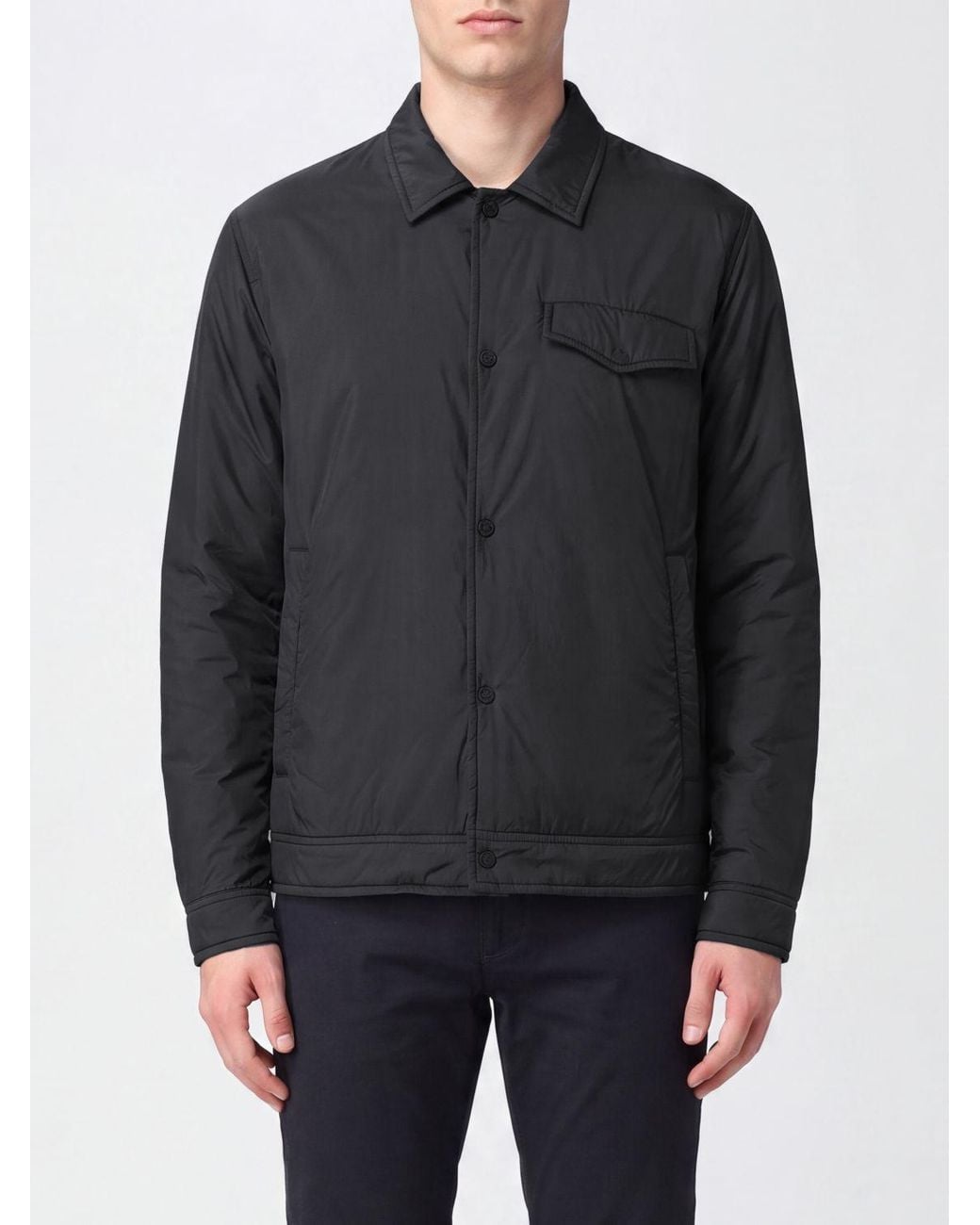 Herno Gray Padded Technical Fabric Shirt Jacket With Flap Pockets for men
