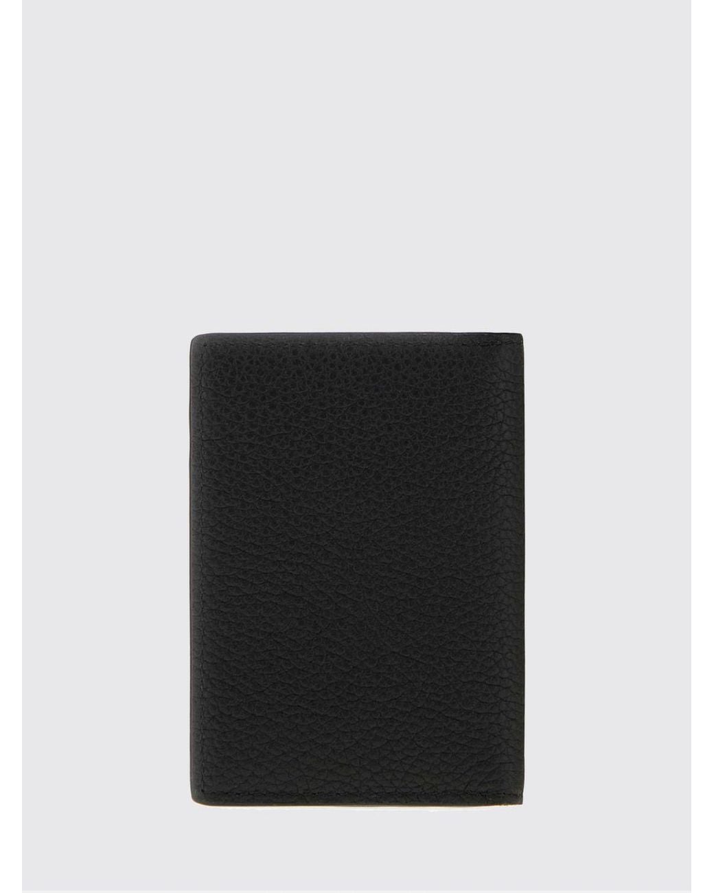 Burberry Black Grained Calfskin Bifold Card Holder With Applied Logo for men